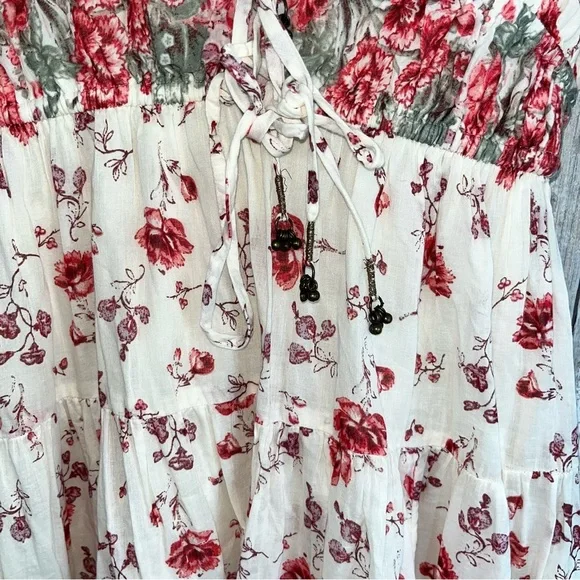 Free People Lysette Floral Maxi Dress Boho Cottagecore Tie Front XS - Picture 6 of 9